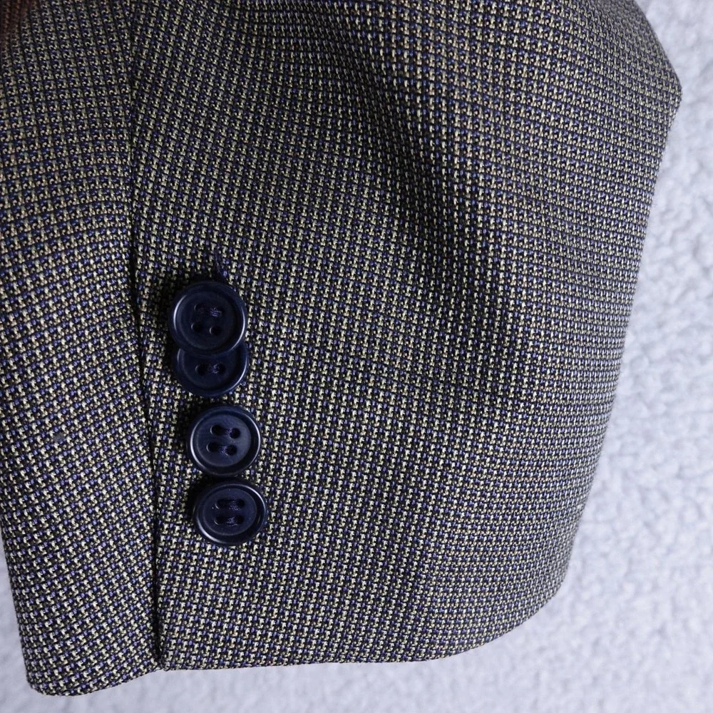 Canali Mens Silk Wool Blazer Grey Blue Check Made In Italy Size 54L Soft Carrer